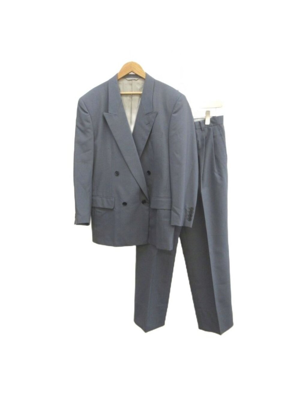 Dior Double Suit Jacket Pants Top and Bottom 2 Piece Set Wool Gray Unlined